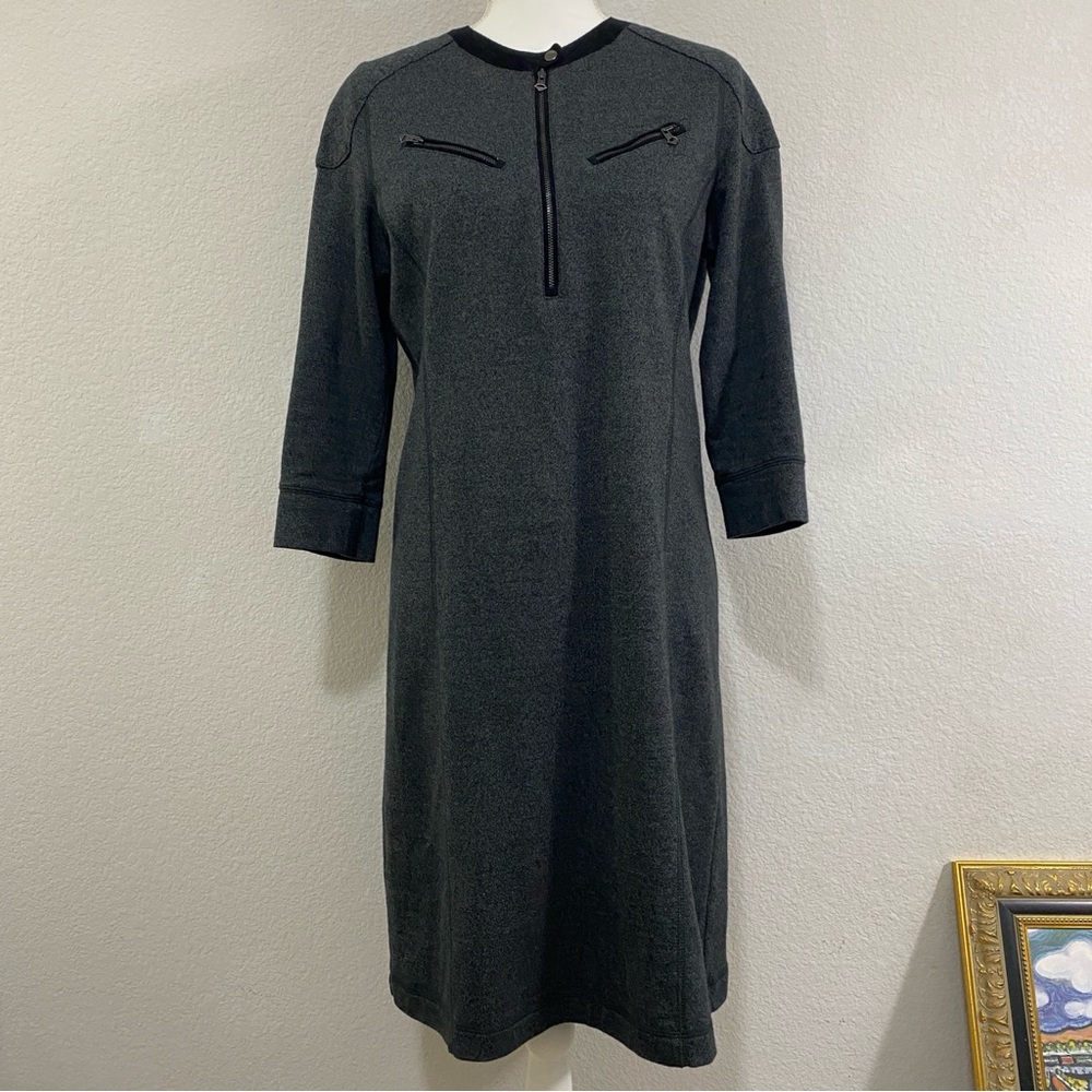 Lauren Ralph‎ Lauren Gray Cotton Sweatshirt Style Midi Dress, 3/4 Sleeves, Med